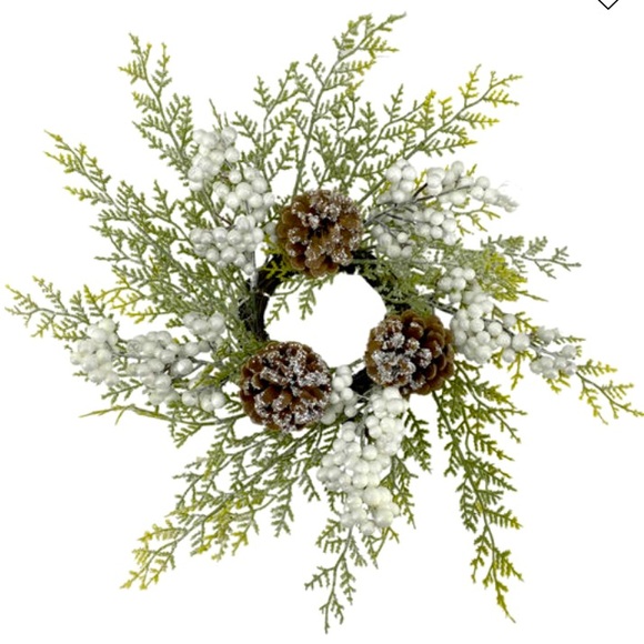 Bloom room set of 2 Christmas pine & berries wreaths candle rings decor - Picture 1 of 1
